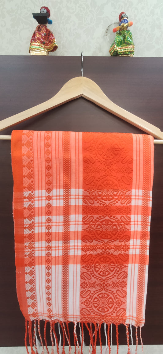 Begampuri Saree (White Orange) - jayaearth