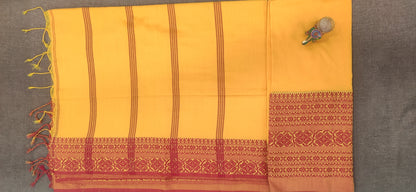 Begampuri Saree Yellow Red - jayaearth