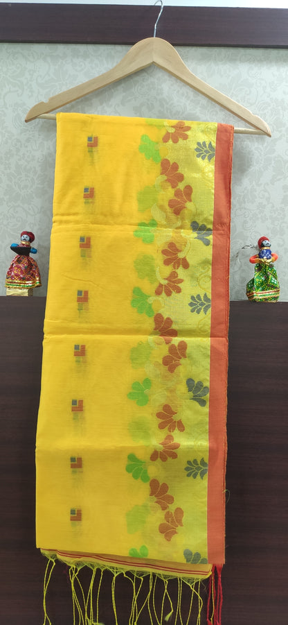 Floral Design Handloom (Yellow Red) - jayaearth