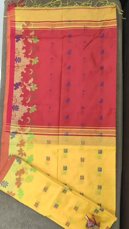 Floral Design Handloom (Yellow Red)