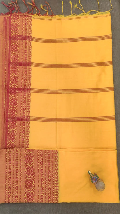 Begampuri Saree Yellow Red