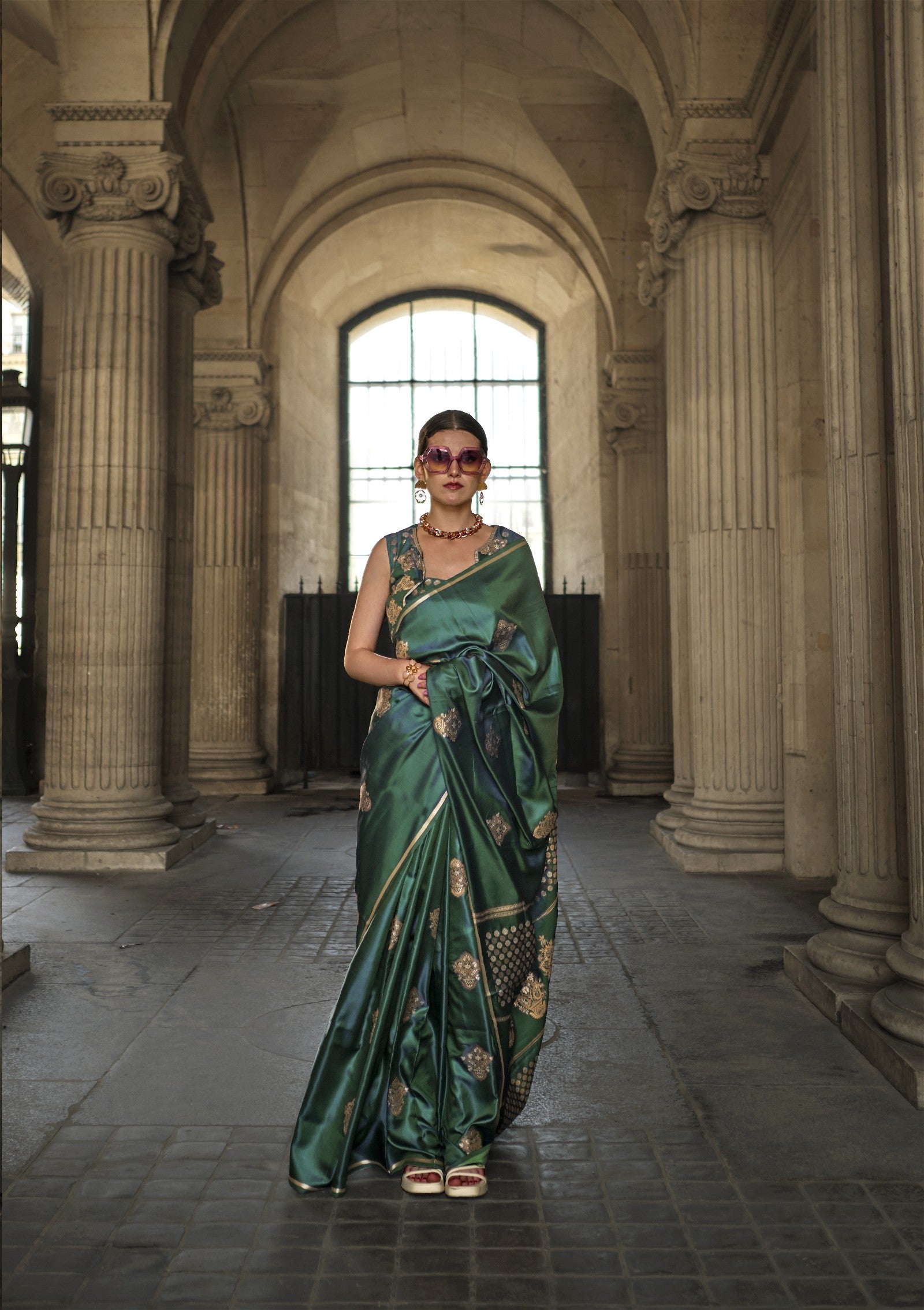 Silk Pure Handloom Satin Saree For Festival Wear Collection - jayaearth