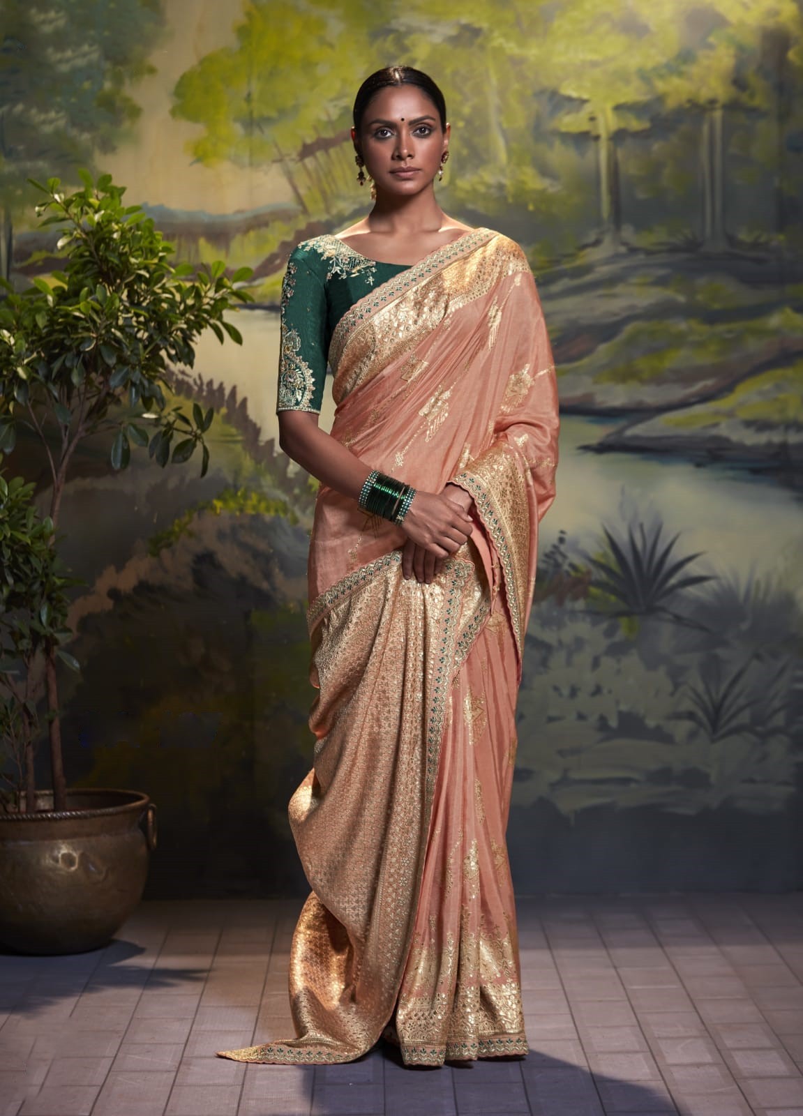 Peach Colour Silk Weaving Designer Saree - jayaearth