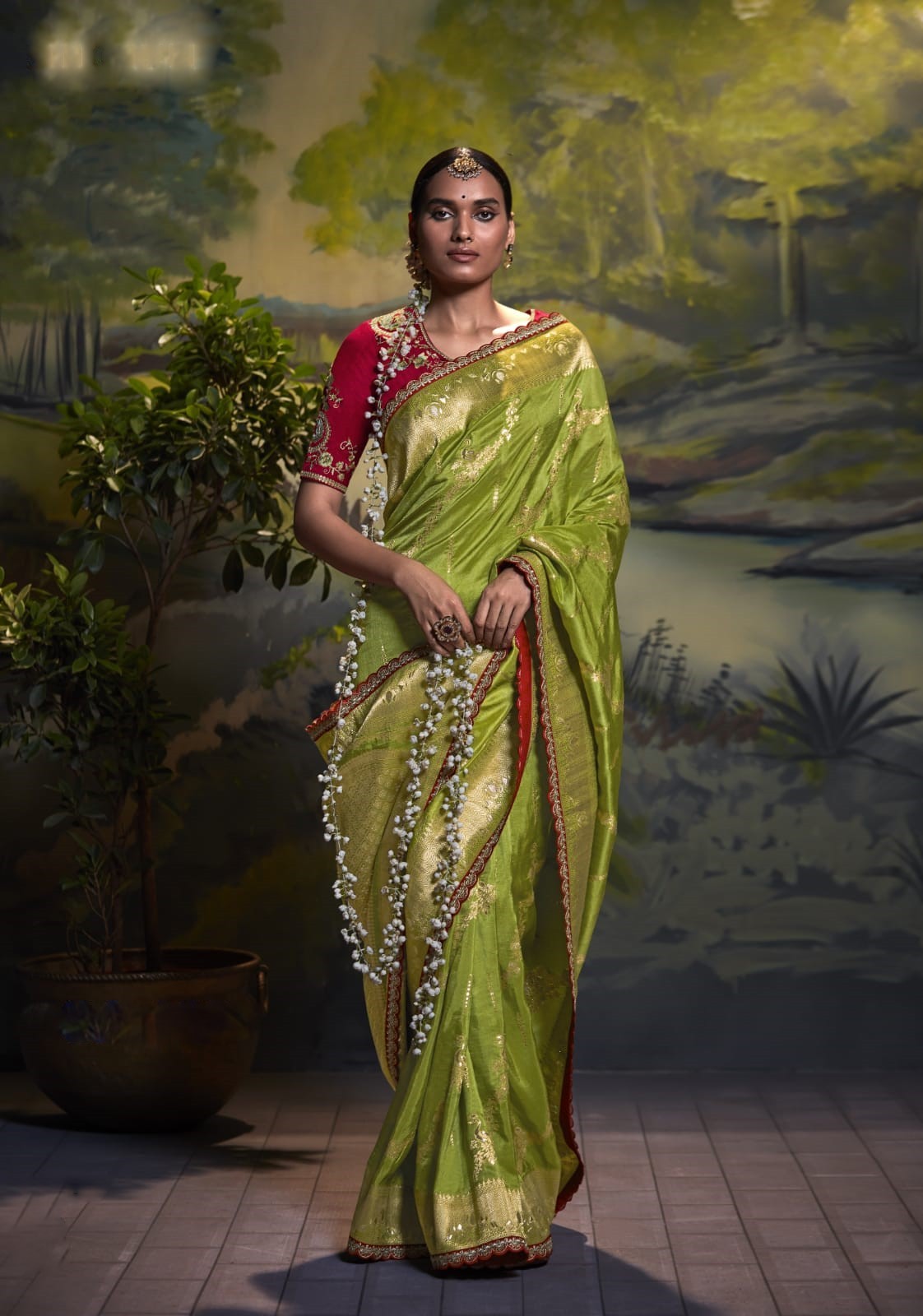 Green Silk Weaving Designer Saree - jayaearth