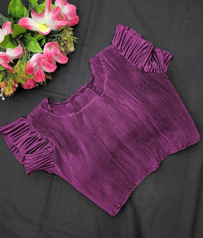 Purple Frill Patterned Stylish Blouse