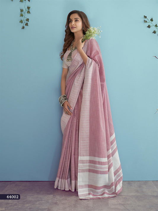 Soft linen Silk Saree With Chikankari Weaving For Women's