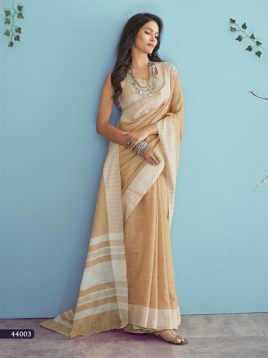 Soft linen Silk Saree With Chikankari Weaving For Women's