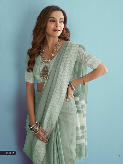 Soft linen Silk Saree With Chikankari Weaving For Women's