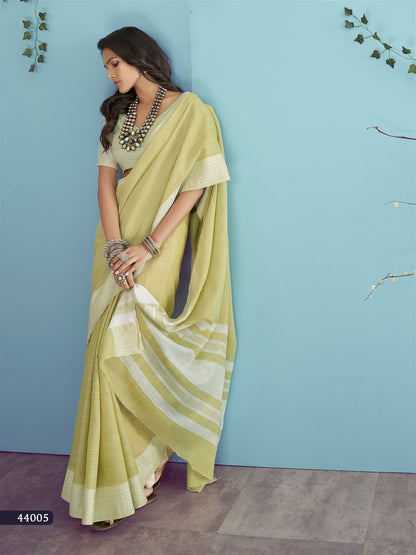 Soft linen Silk Saree With Chikankari Weaving For Women's