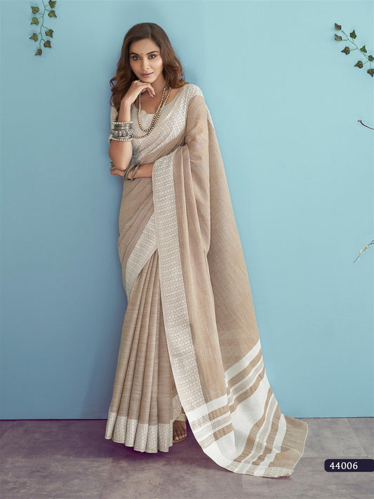 Soft linen Silk Saree With Chikankari Weaving For Women's