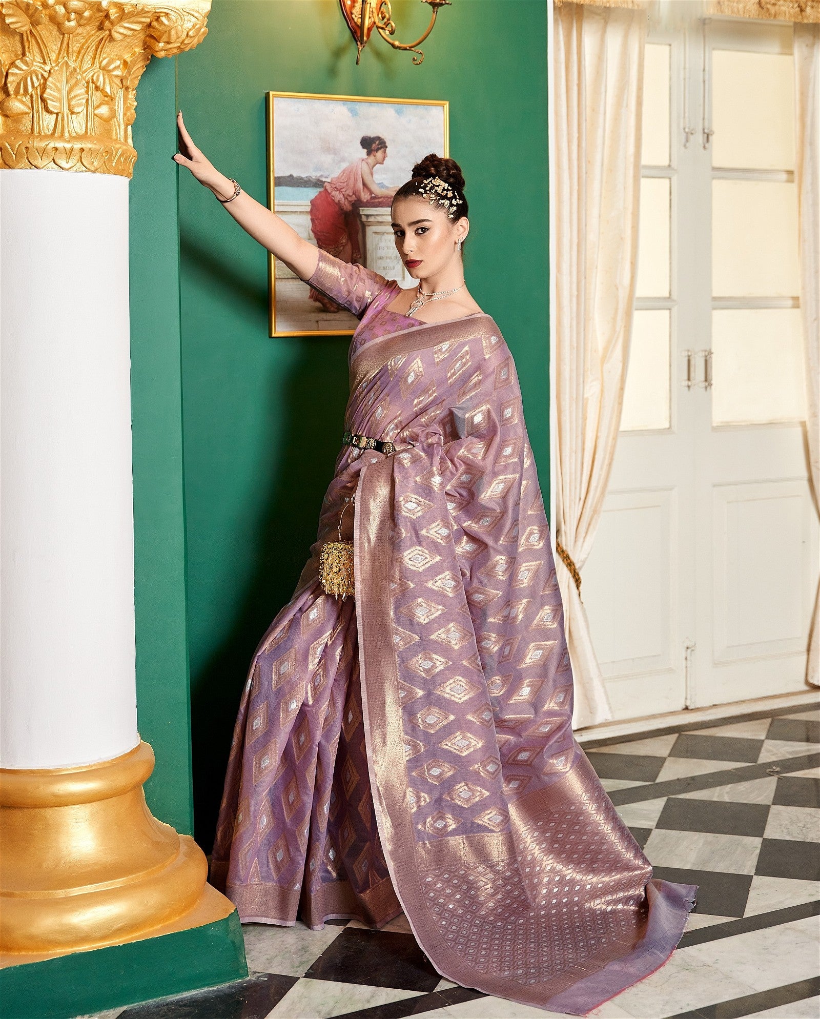 Purple Colour Pure Cotton Modal Silk Saree - jayaearth