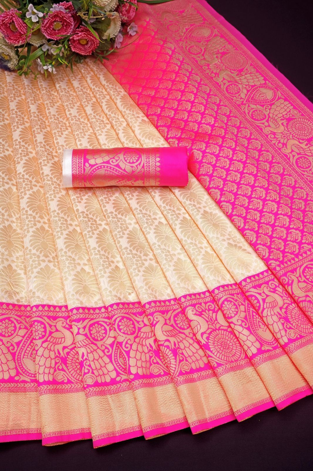 Wedding Wear Soft Lichi Silk Saree For Women's - jayaearth