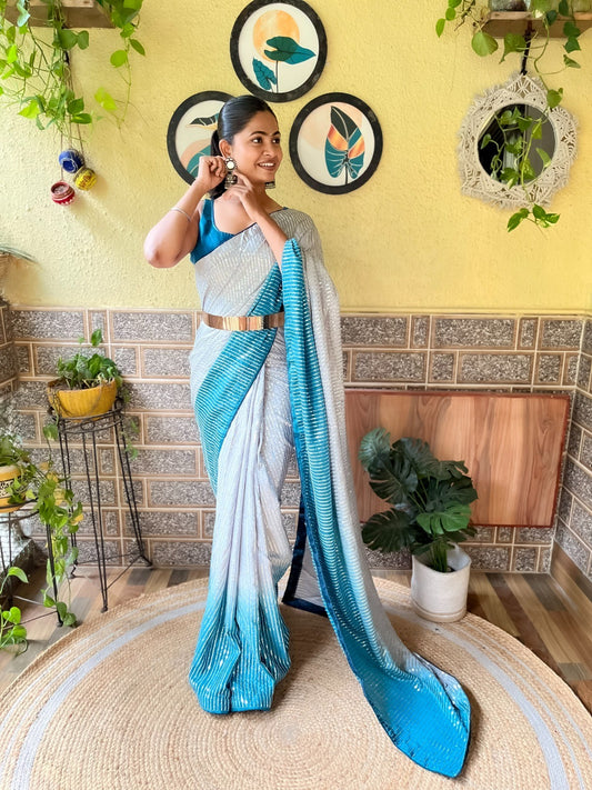 Blue Colour Premium Ready To Wear Saree