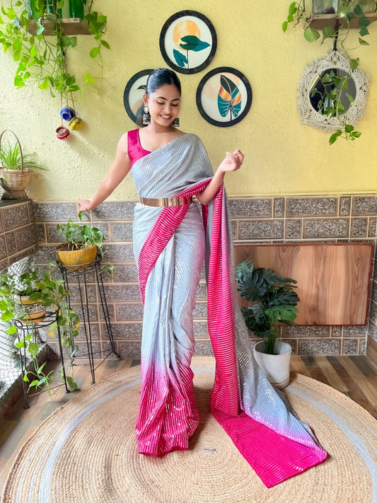 Pink Colour Premium Ready To Wear Saree