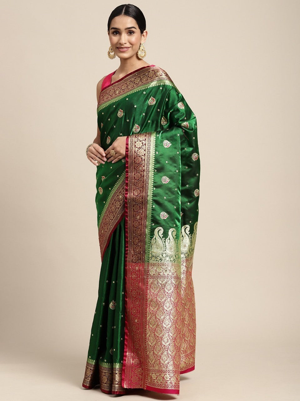 Saree With Unstitched Brocade Blouse