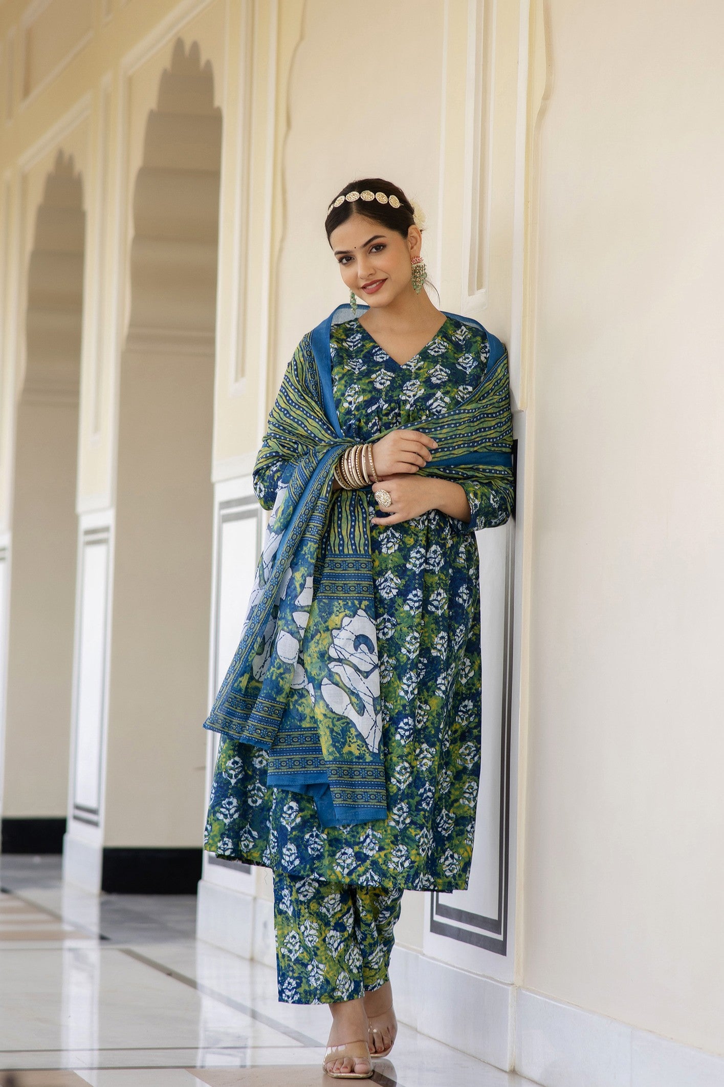 Women Printed A-Line Kurta and Pant Set with Dupatta Set