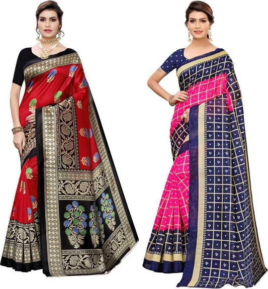 Special  Printed Art Silk Sarees (Combo) - jayaearth